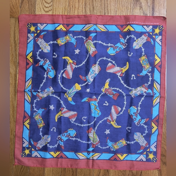 None Other - Cowboy boot bandanna handkerchief scarf, 21"x 20.5"